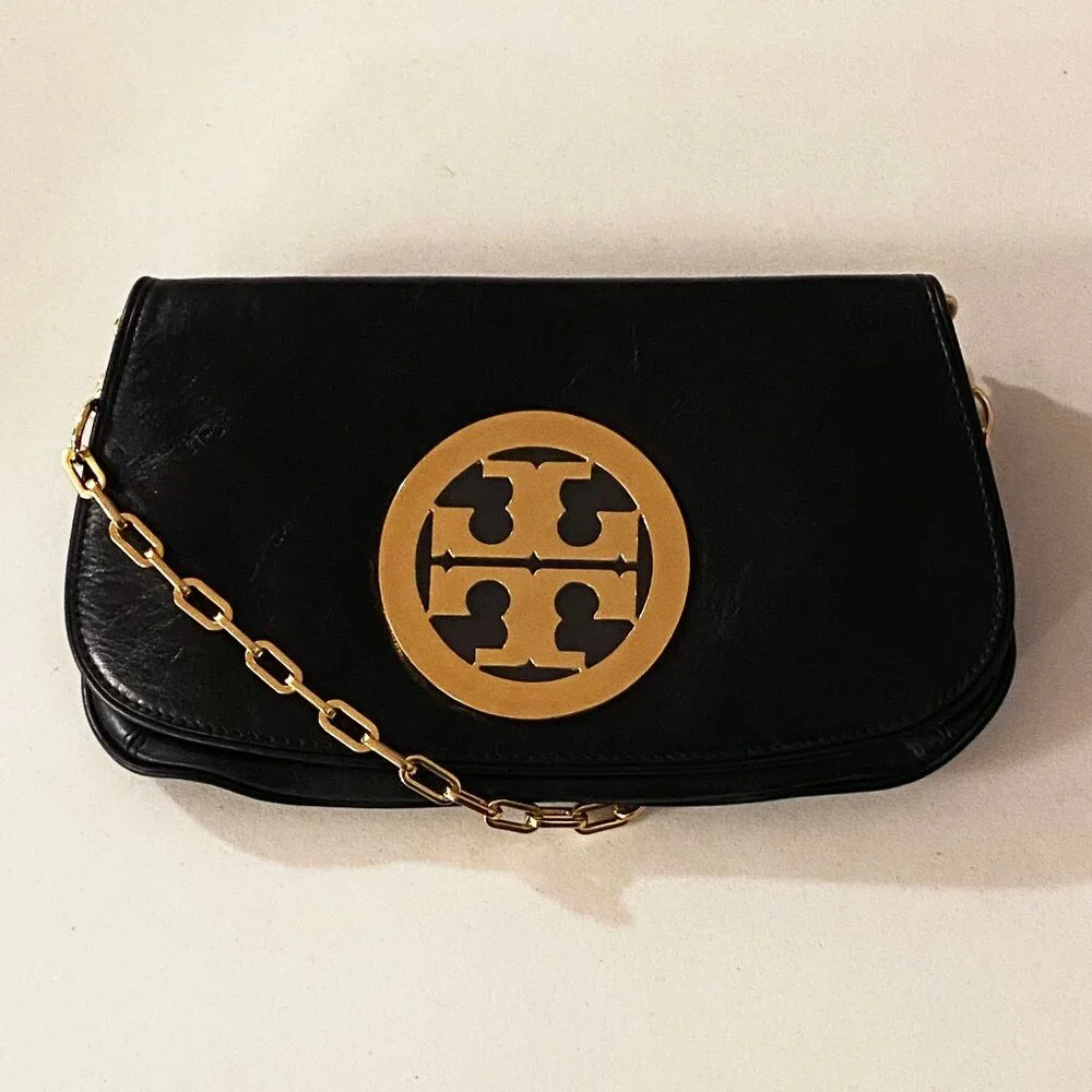 Tory Burch Black Logo Clutch Bag